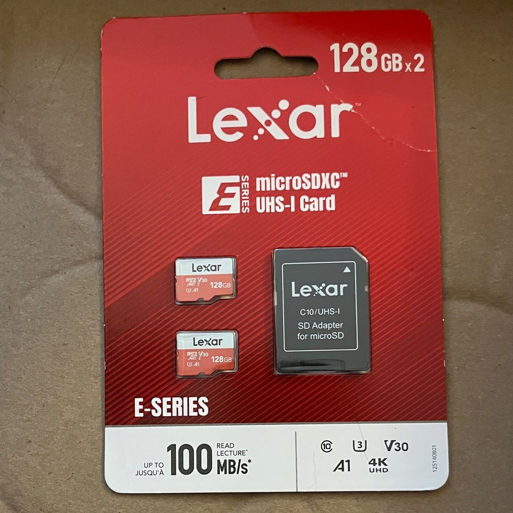 Lexar 128GB x2 microSDXC E-Series with SD Adapter - Red
